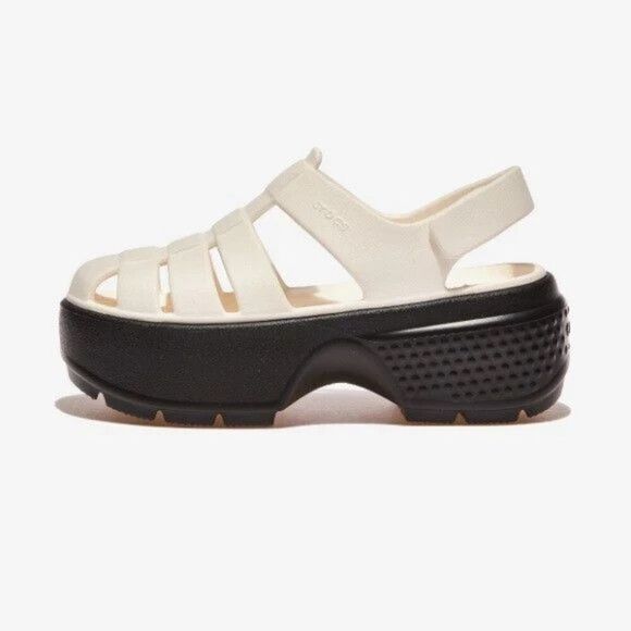 Crocs Stomp Fisherman Platform Sandals in Chalk White Womens Size 9 NEW - Picture 2 of 5